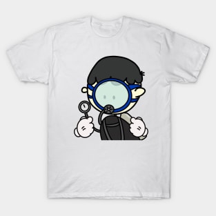 Ordinary Scuba Diving man with circular mask, Minimal cartoon, plain cute design T-Shirt